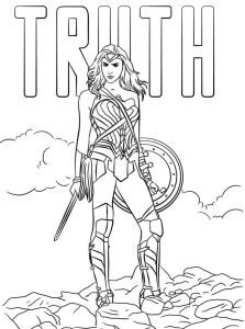 Mucize Kadın (Wonder Woman) boyama sayfası – çocuk aktivitesi, PDF indir