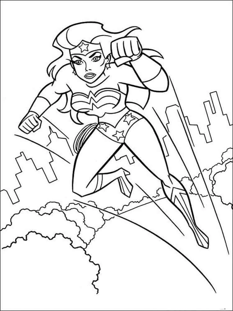 Mucize Kadın (Wonder Woman) boyama sayfası – sanatsal çalışma, çocuklar için