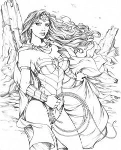 Mucize Kadın (Wonder Woman) boyama sayfası – boyama çalışması, yaratıcılığı geliştirir