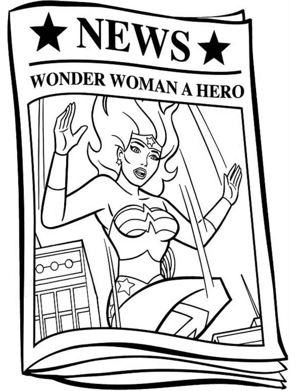Mucize Kadın (Wonder Woman) boyama sayfası – sanatsal çalışma, çocuklar için