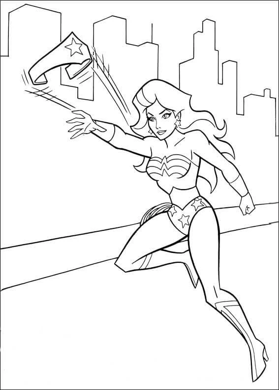 Mucize Kadın (Wonder Woman) boyama sayfası – el becerilerini geliştirir, boyama çalışması