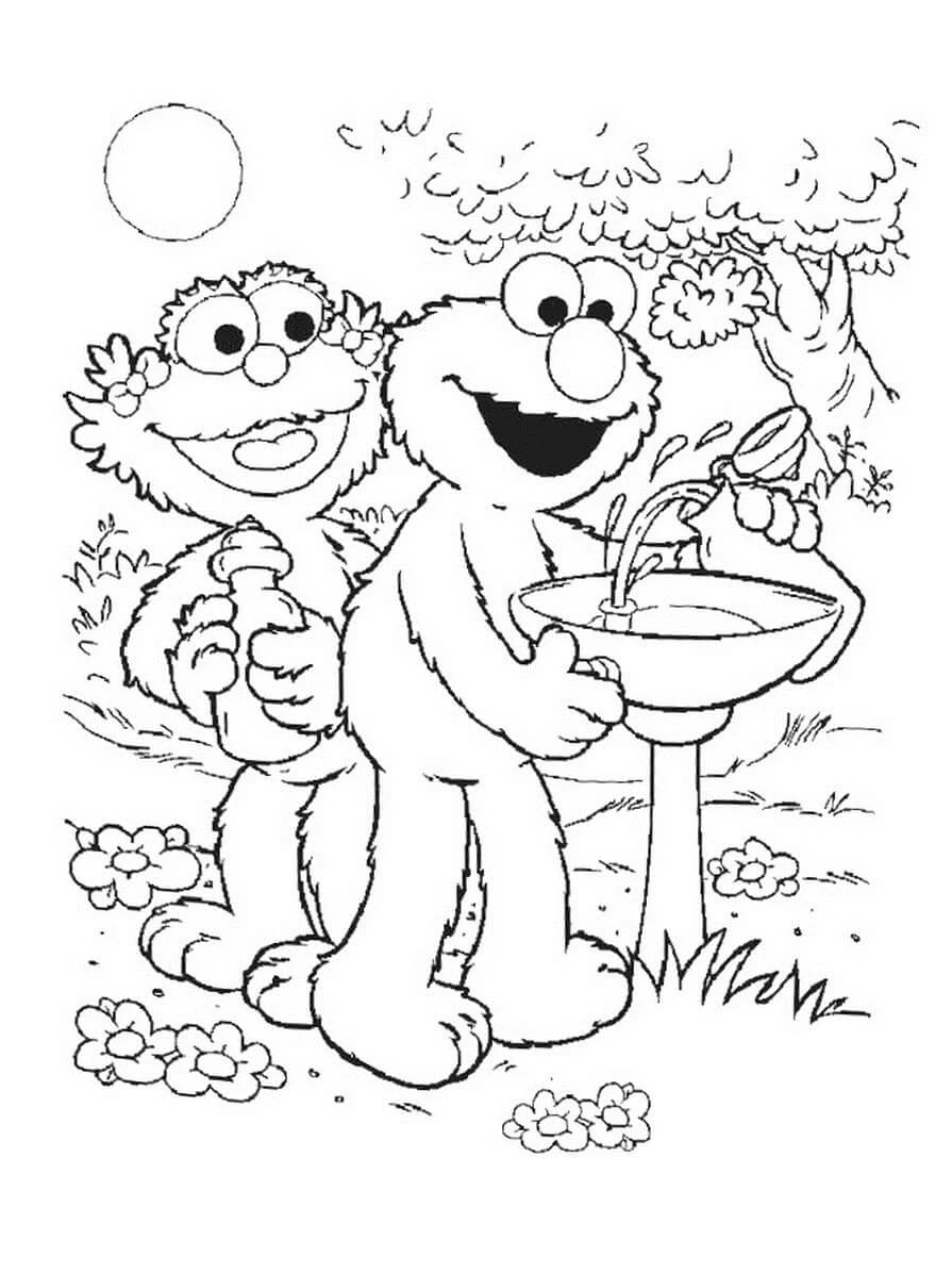 Elmo boyama sayfası – el becerilerini geliştirir, boyama çalışması