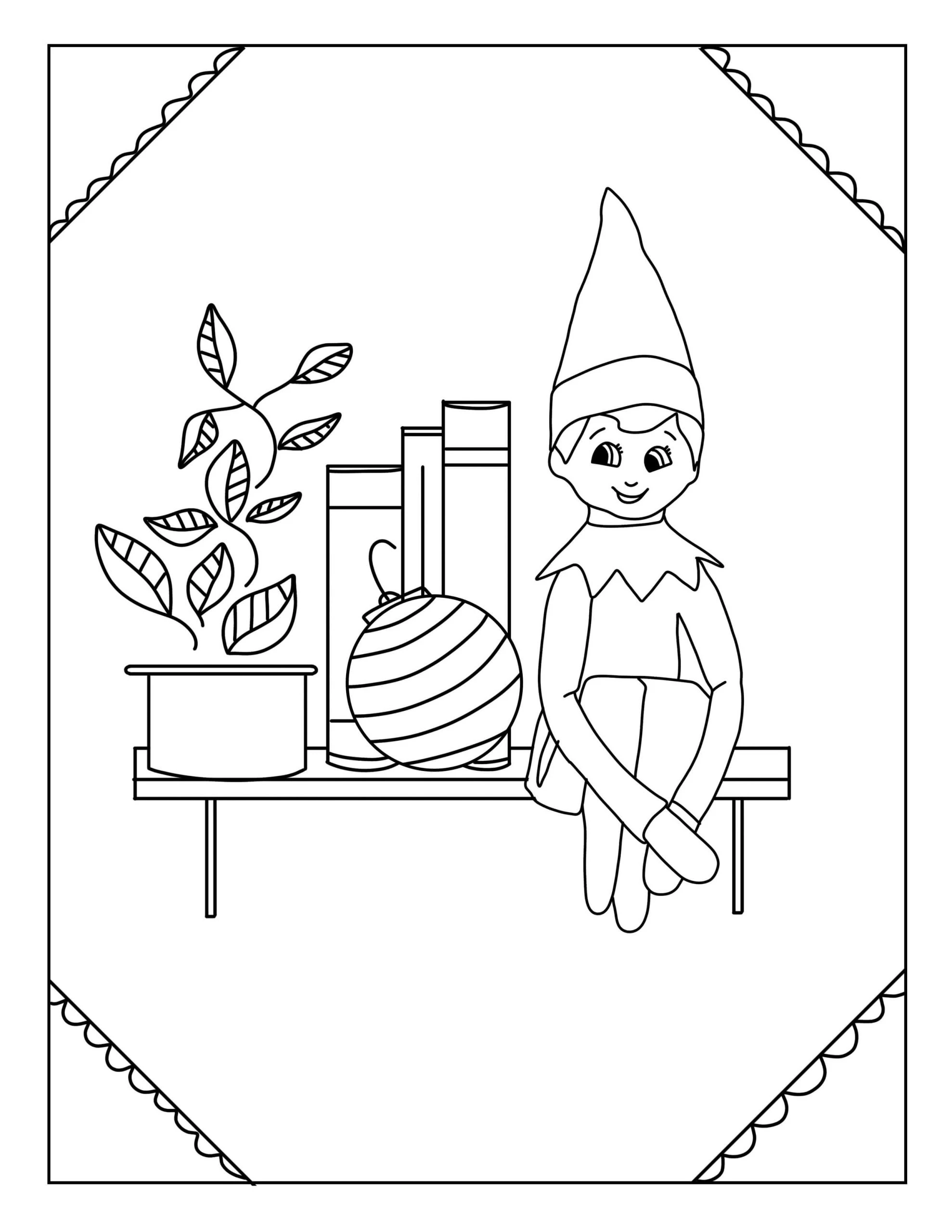 Elf boyama sayfası – sanatsal çalışma, çocuklar için