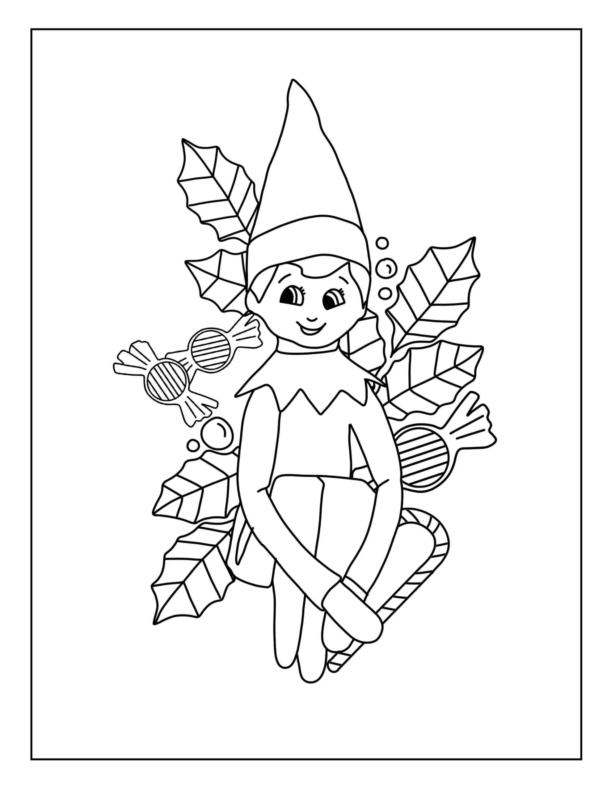 Elf boyama sayfası – çocuk aktivitesi, PDF indir