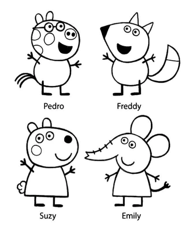 Peppa Domuz boyama sayfası – el becerilerini geliştirir, boyama çalışması
