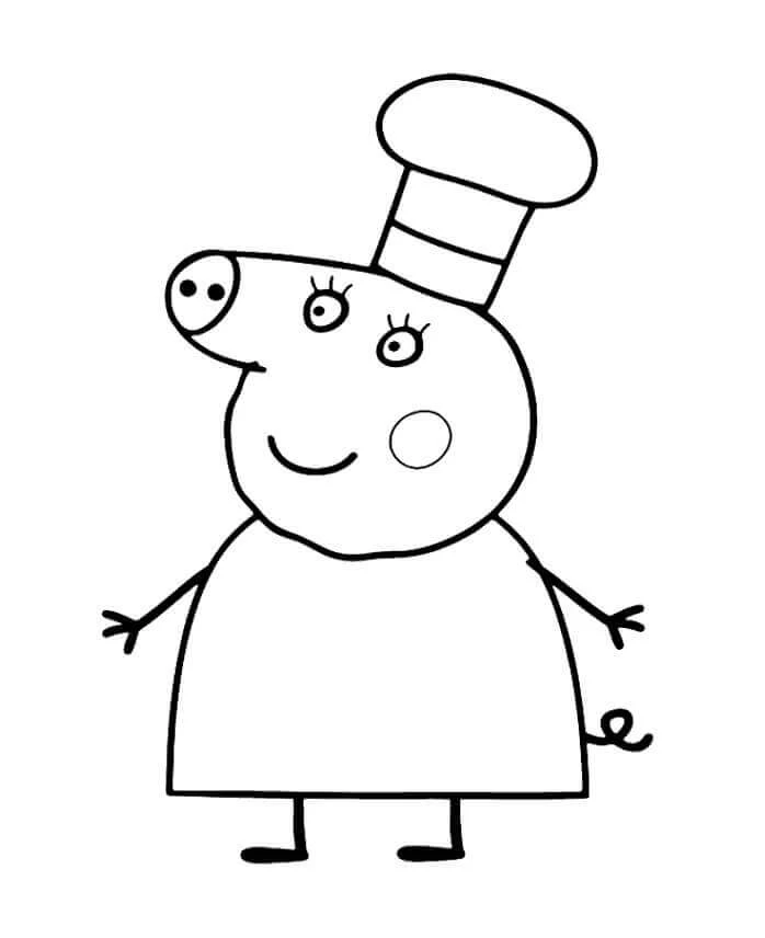 Peppa Domuz boyama sayfası – basit çizim, kolay boyama