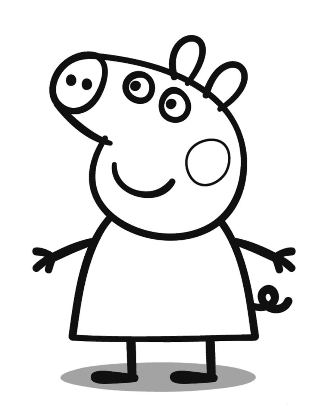 Peppa Domuz boyama sayfası – renkli çizimler, okul öncesi