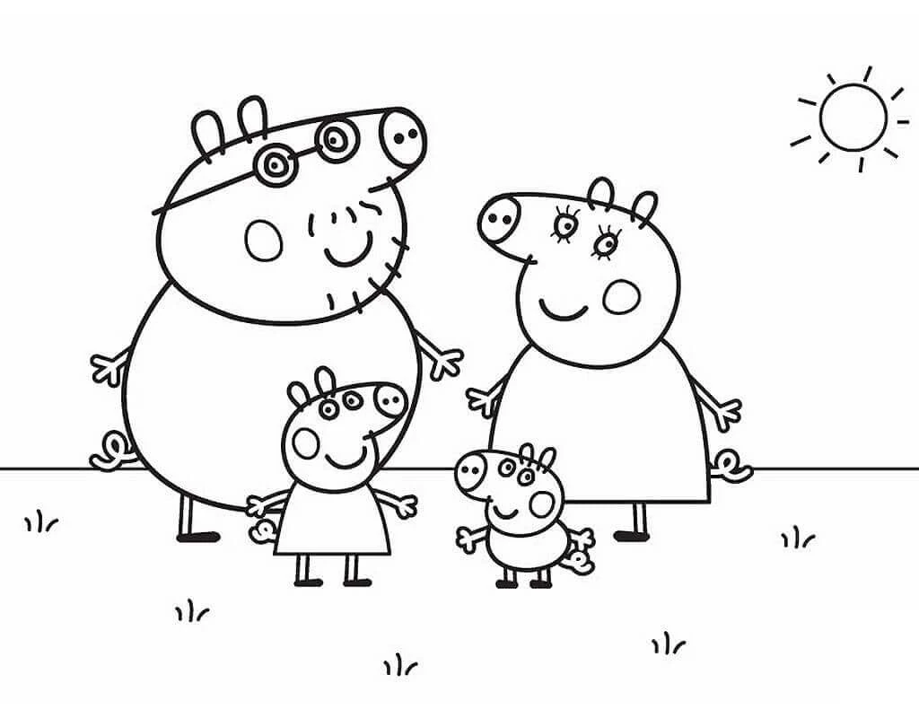 Peppa Domuz boyama sayfası – çocuklar için, çizgi film temalı