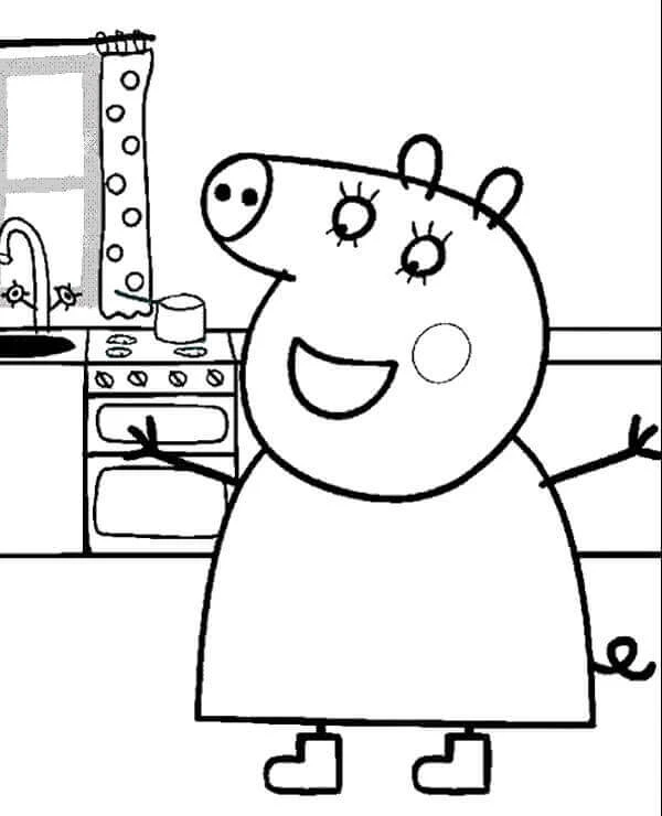 Peppa Domuz boyama sayfası – eğitici aktivite, yaratıcılık
