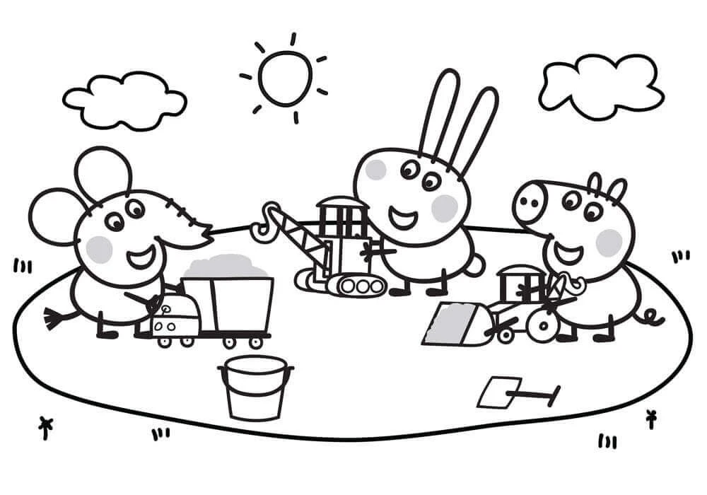Peppa Domuz boyama sayfası – sanatsal çalışma, çocuklar için