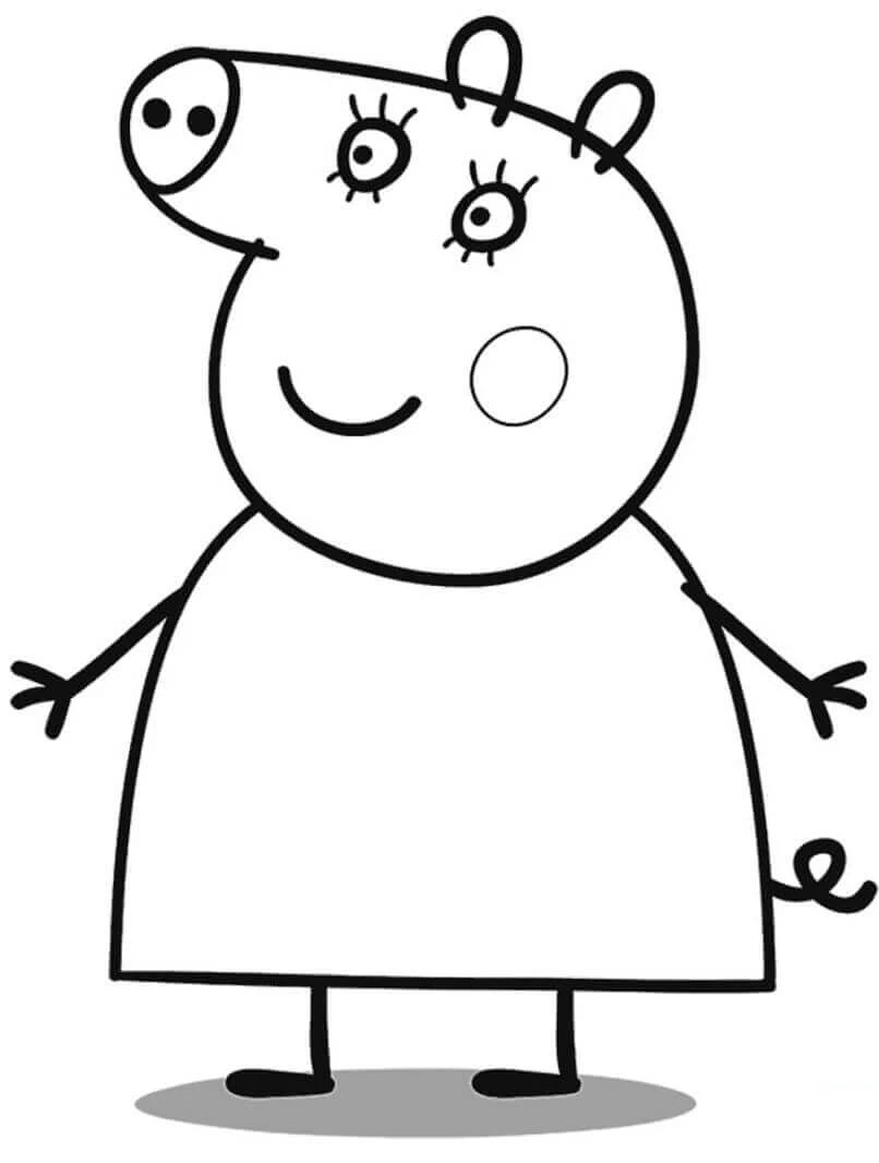 Peppa Domuz boyama sayfası – çocuklar için, çizgi film temalı