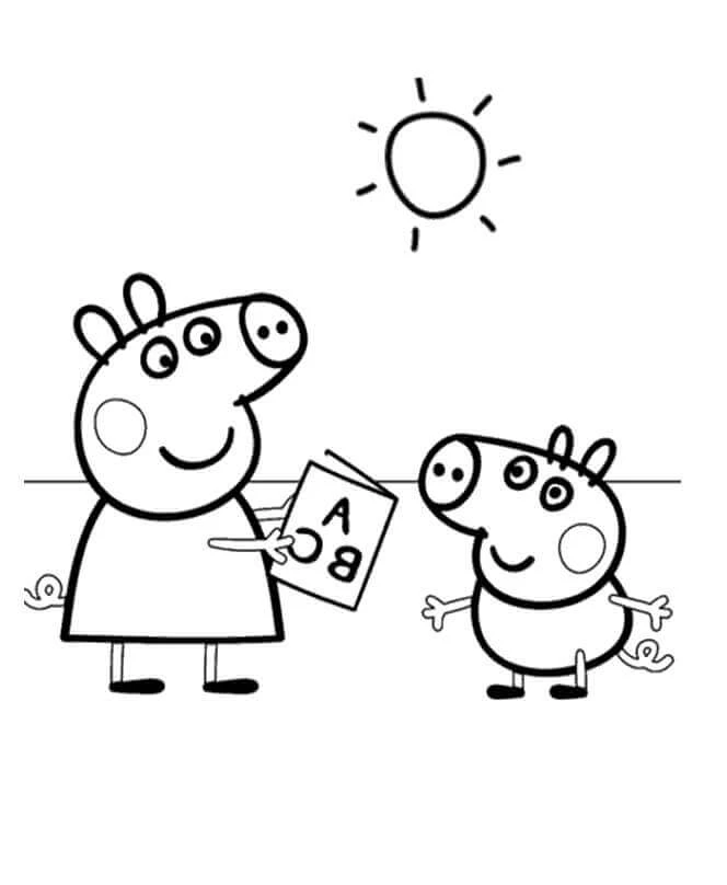 Peppa Domuz boyama sayfası – çizgi film temalı, basit çizim
