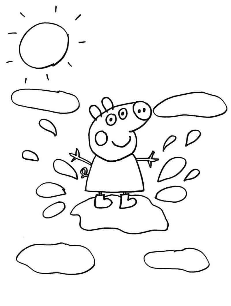 Peppa Domuz boyama sayfası – el becerilerini geliştirir, boyama çalışması