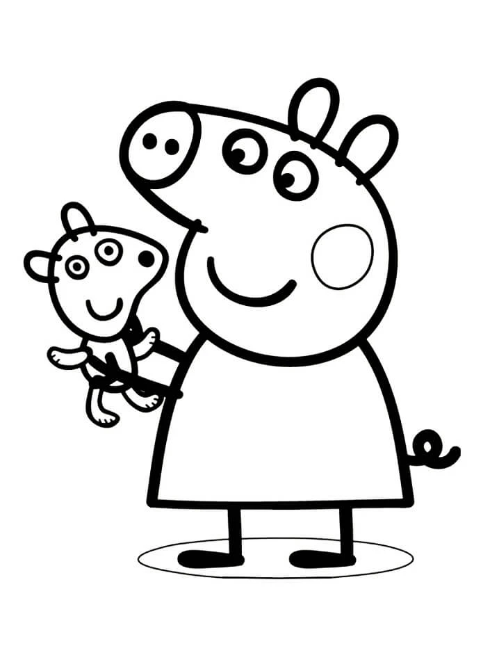 Peppa Domuz boyama sayfası – basit çizim, kolay boyama