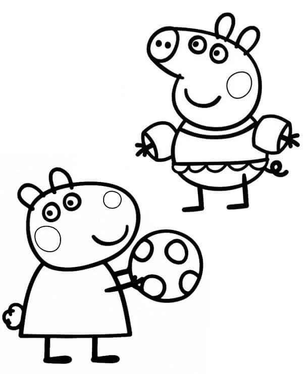 Peppa Domuz boyama sayfası – sevimli karakter, sanatsal çalışma