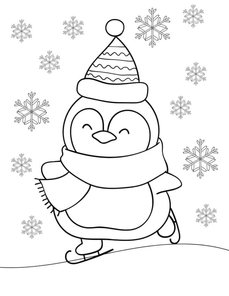 Penguen boyama sayfası – keyifli zaman, renkli çizimler