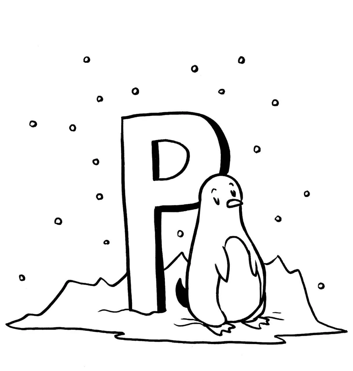 Penguen boyama sayfası – basit çizim, kolay boyama