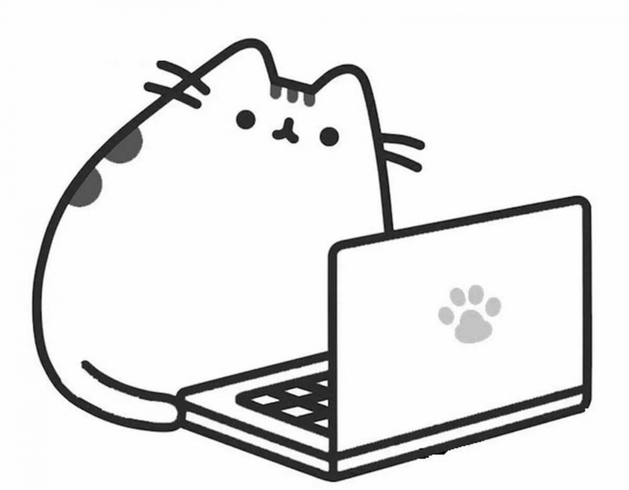 Pusheen boyama sayfası – sanatsal çalışma, çocuklar için