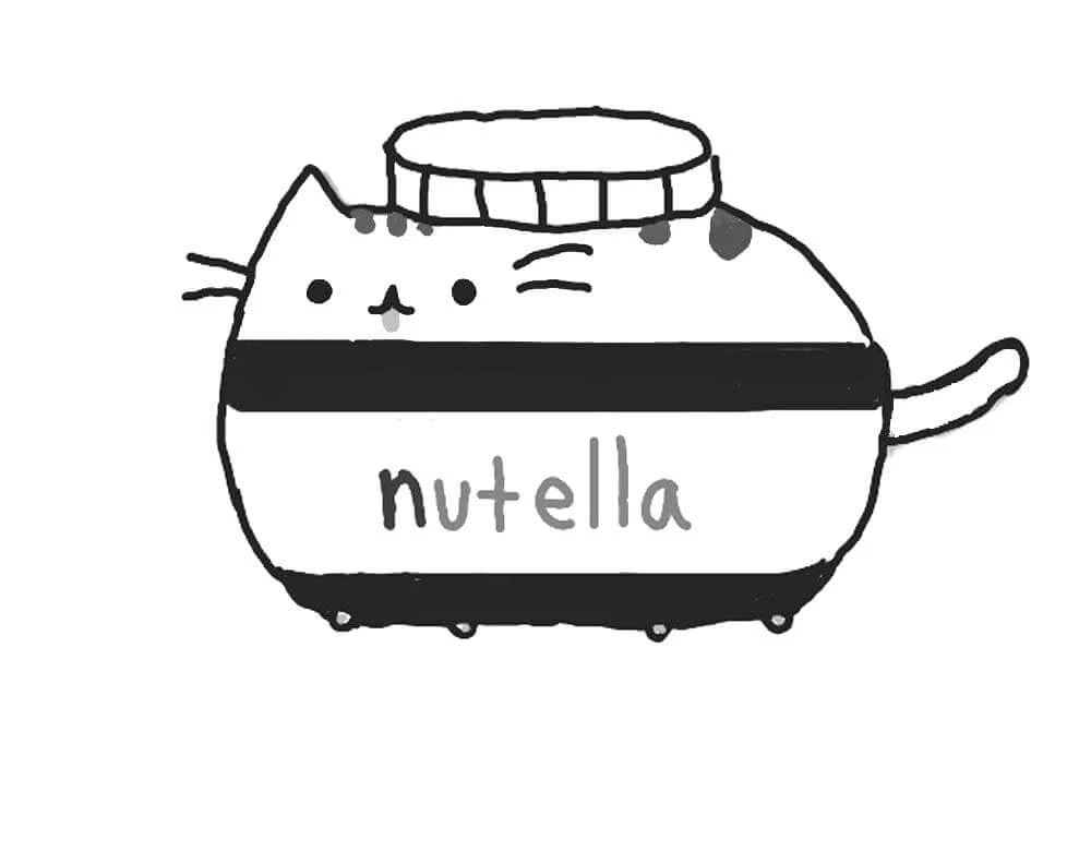 Pusheen boyama sayfası – basit çizim, kolay boyama