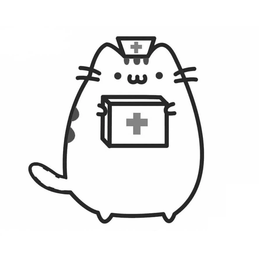 Pusheen boyama sayfası – PDF indir, sevimli karakter