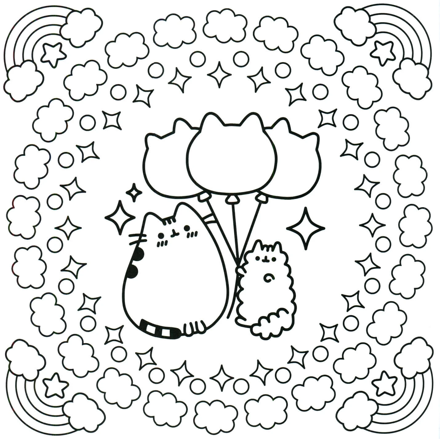 Pusheen boyama sayfası – okul öncesi, evde etkinlik