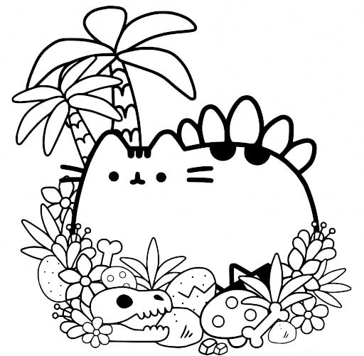 Pusheen boyama sayfası – eğitici aktivite, yaratıcılık