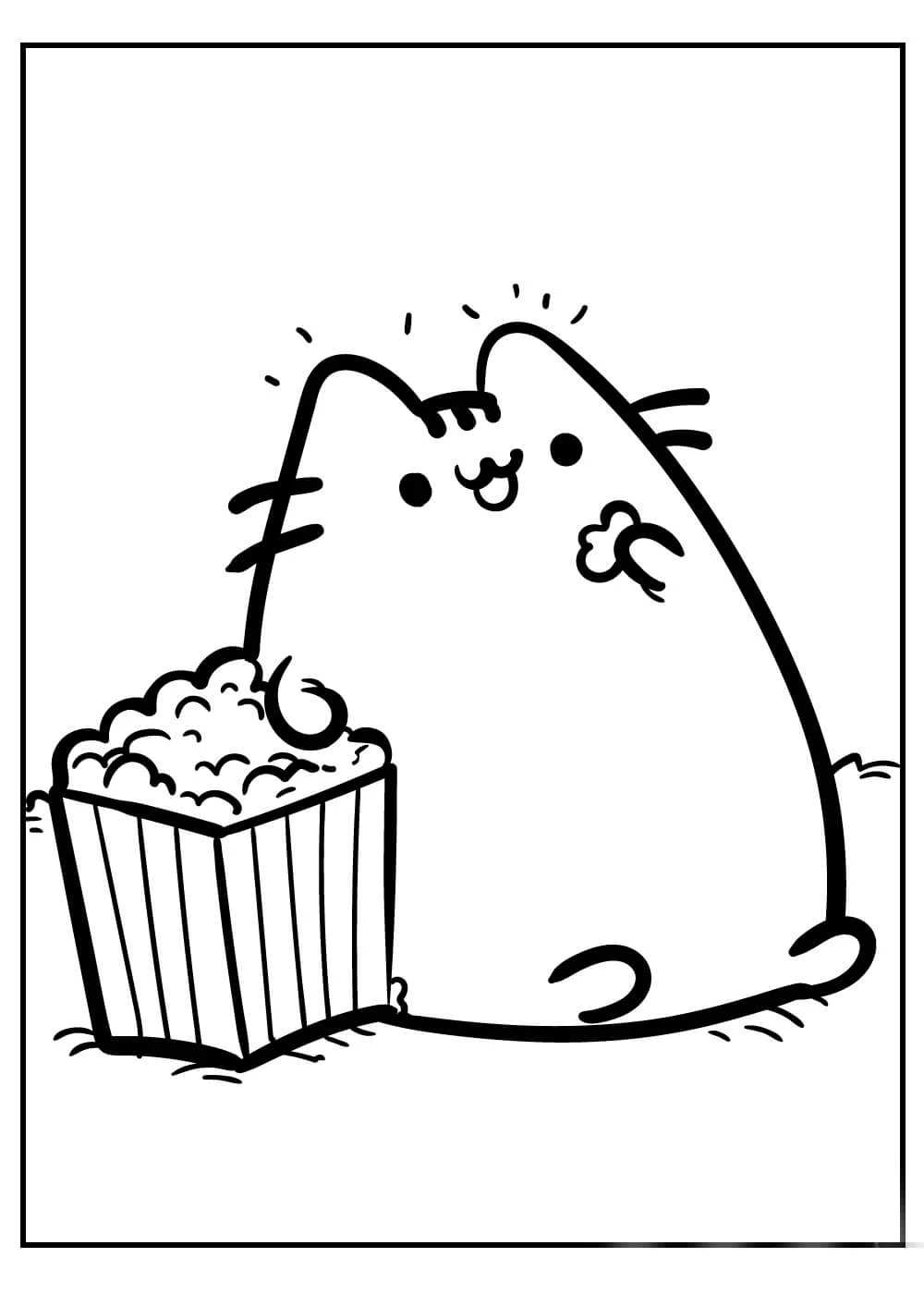 Pusheen boyama sayfası – evde etkinlik, ücretsiz yazdır