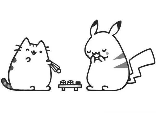 Pusheen boyama sayfası – yaratıcılık, eğlenceli etkinlik