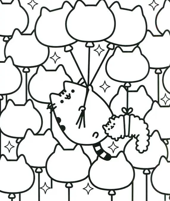 Pusheen boyama sayfası – çocuklar için, çizgi film temalı