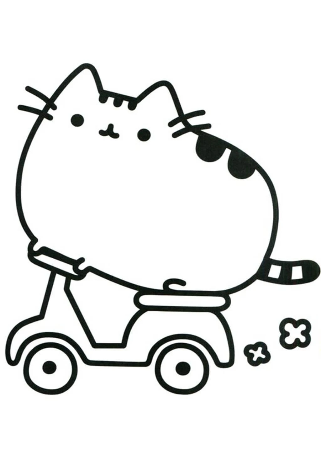 Pusheen boyama sayfası – kolay boyama, eğitici aktivite