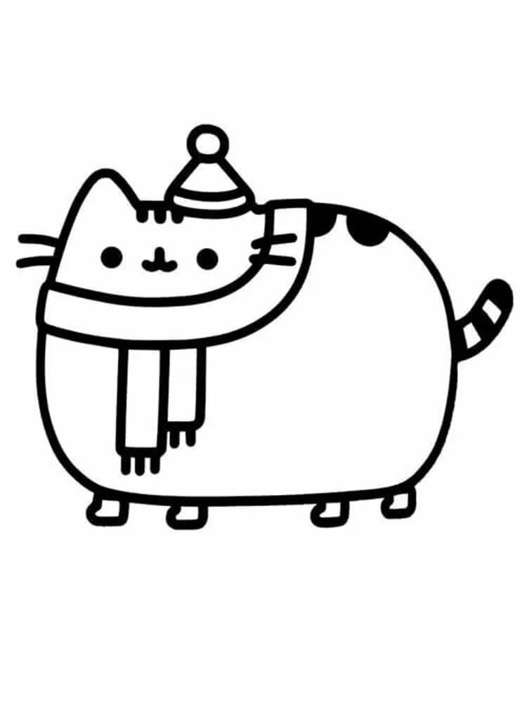 Pusheen boyama sayfası – çizgi film temalı, basit çizim