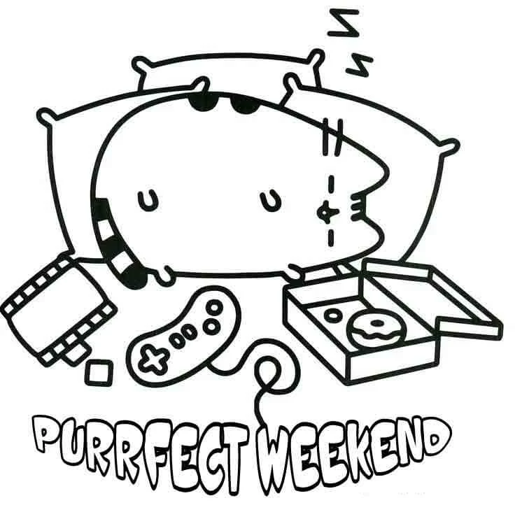 Pusheen boyama sayfası – el becerilerini geliştirir, boyama çalışması