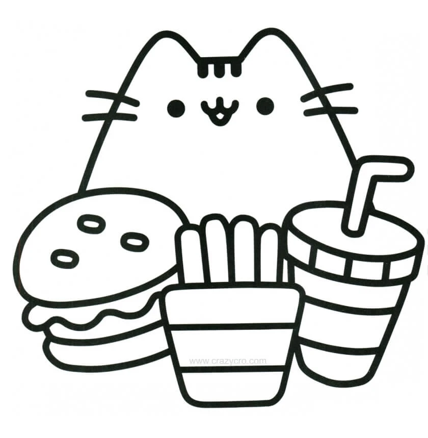 Pusheen boyama sayfası – keyifli zaman, renkli çizimler