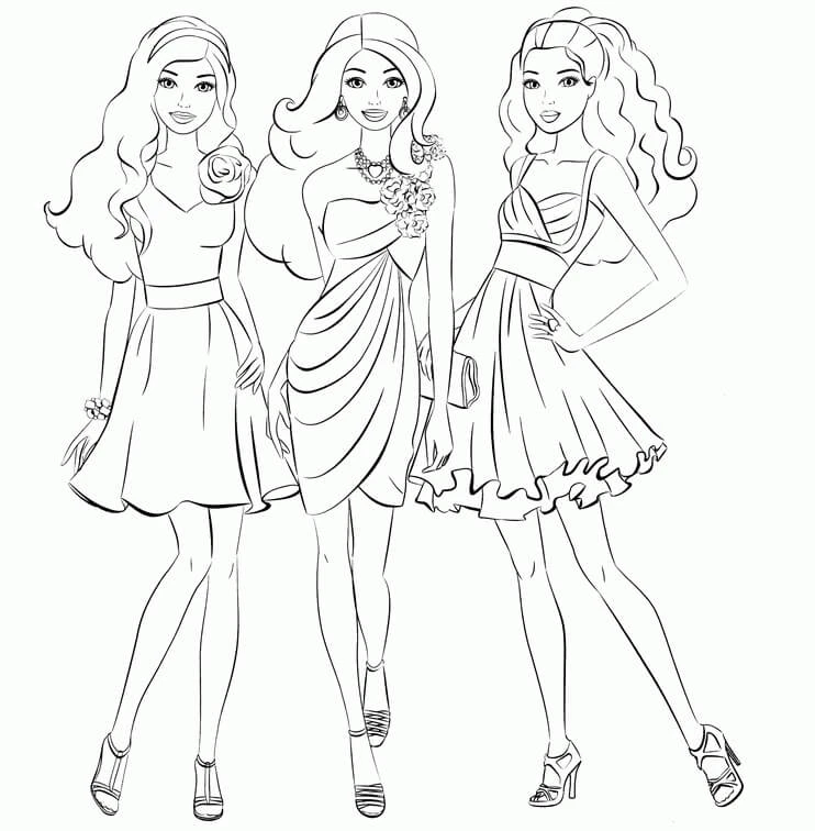 Barbie boyama sayfası – sevimli karakter, sanatsal çalışma