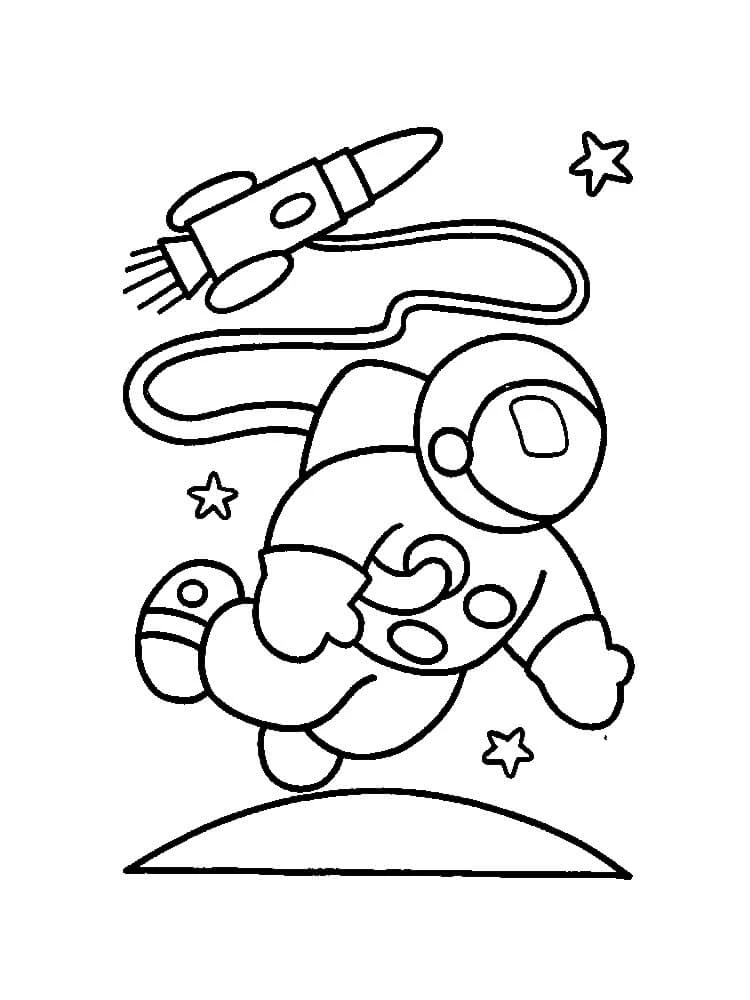 Astronotlar boyama sayfası #6 – A4 baskıya uygun, ücretsiz yazdır