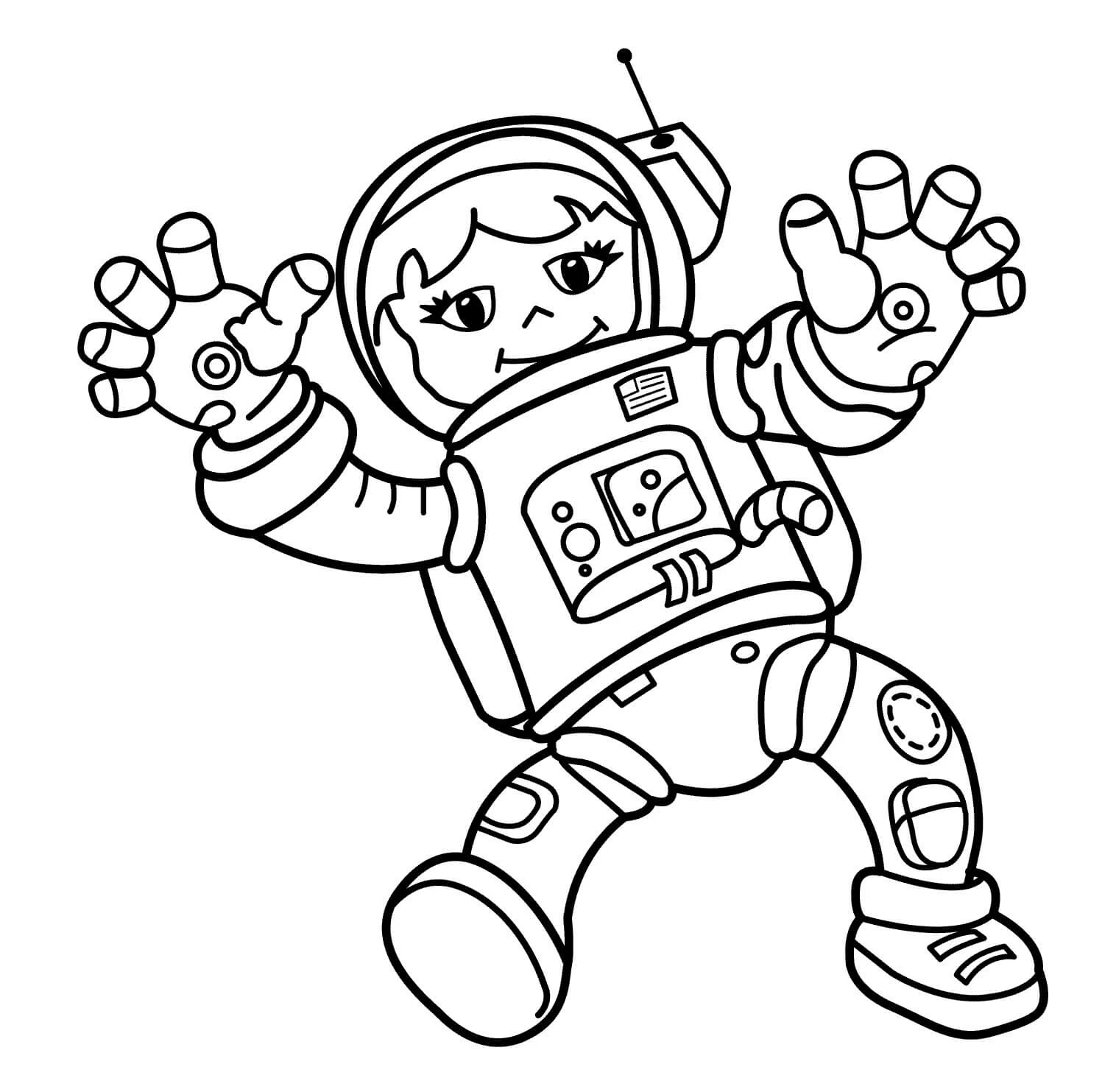 Astronotlar boyama sayfası #21 – sevimli karakter, sanatsal çalışma