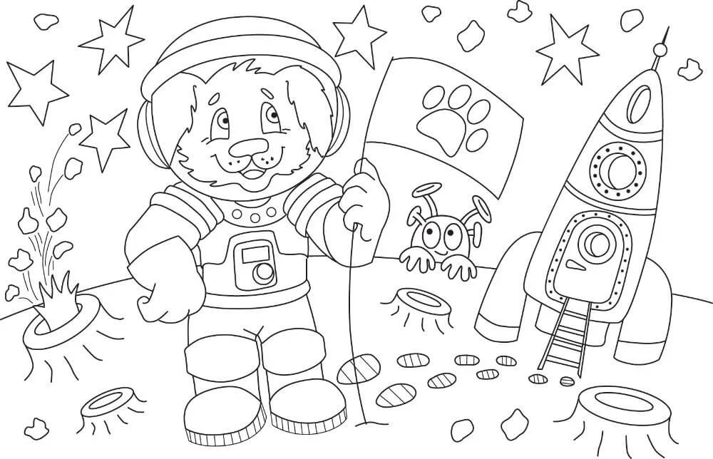 Astronotlar boyama sayfası #27 – çocuk aktivitesi, ilkokul öğrencileri için