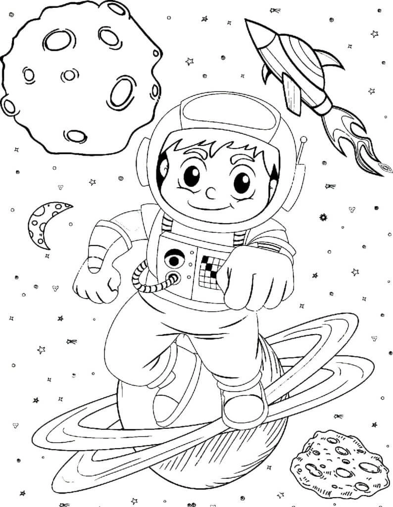 Astronotlar boyama sayfası #28 – sanatsal çalışma, aile ile vakit geçirme