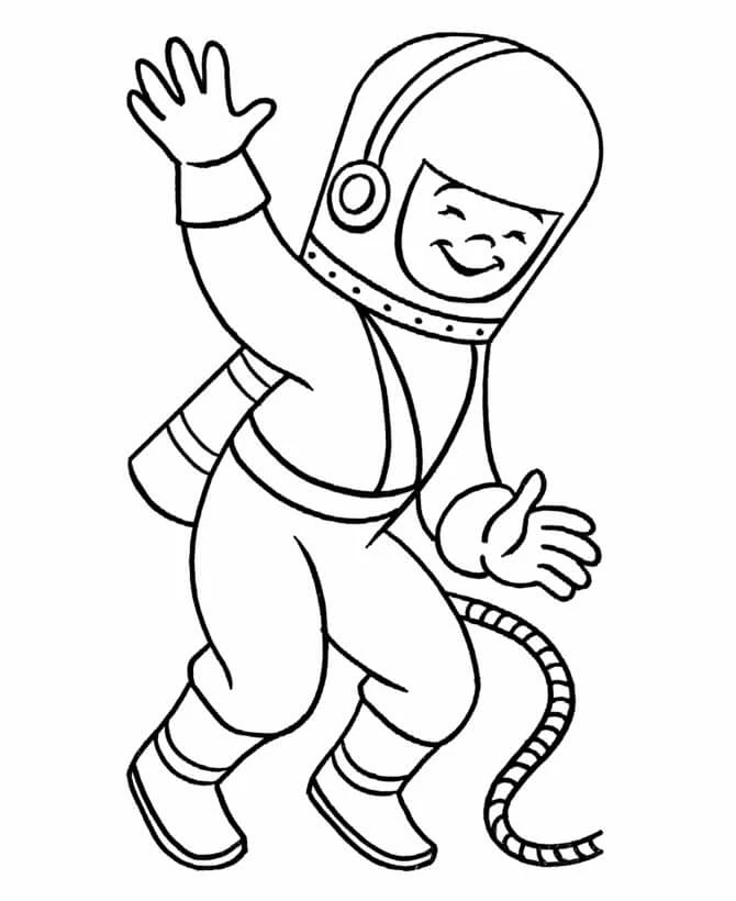 Astronotlar boyama sayfası – PDF indir, sevimli karakter