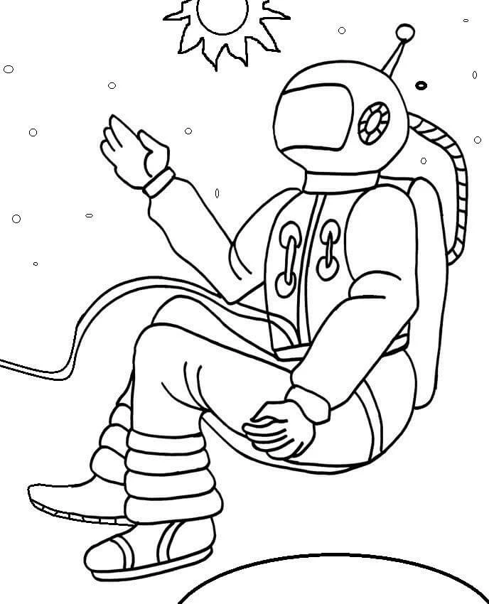 Astronotlar boyama sayfası – çocuklar için, çizgi film temalı