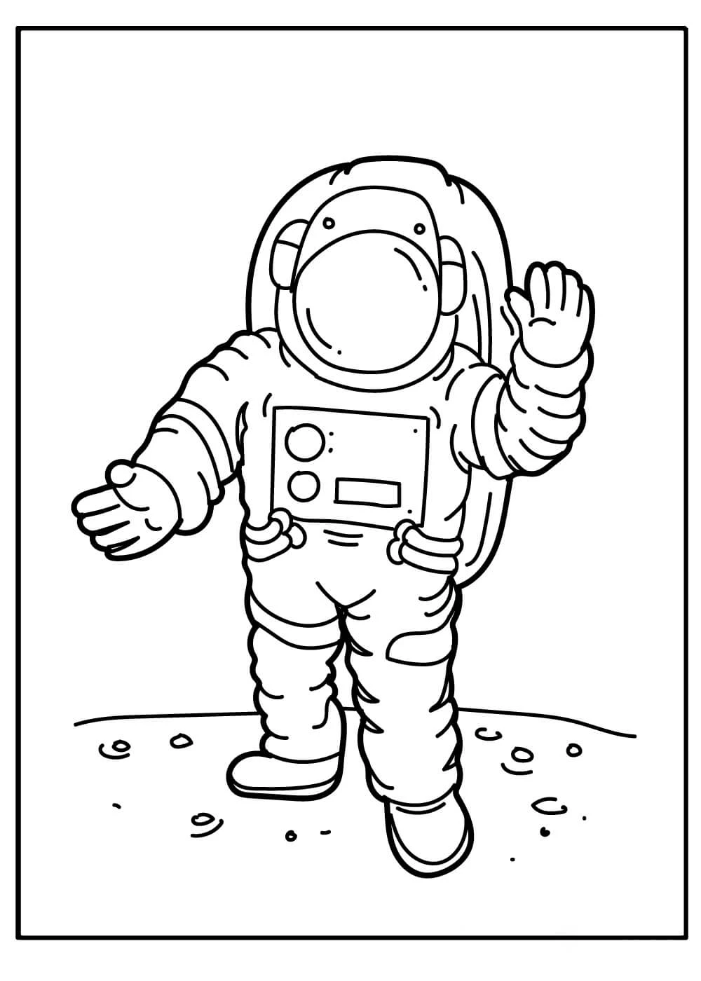 Astronotlar boyama sayfası – basit çizim, kolay boyama