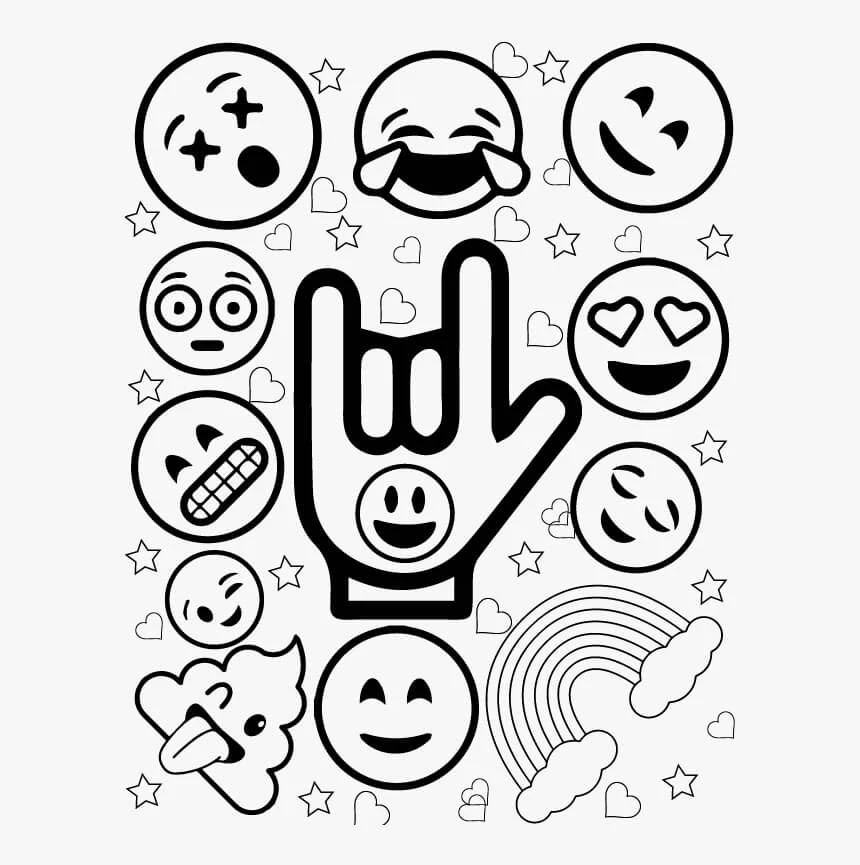 Emoji boyama sayfası – çocuk aktivitesi, PDF indir