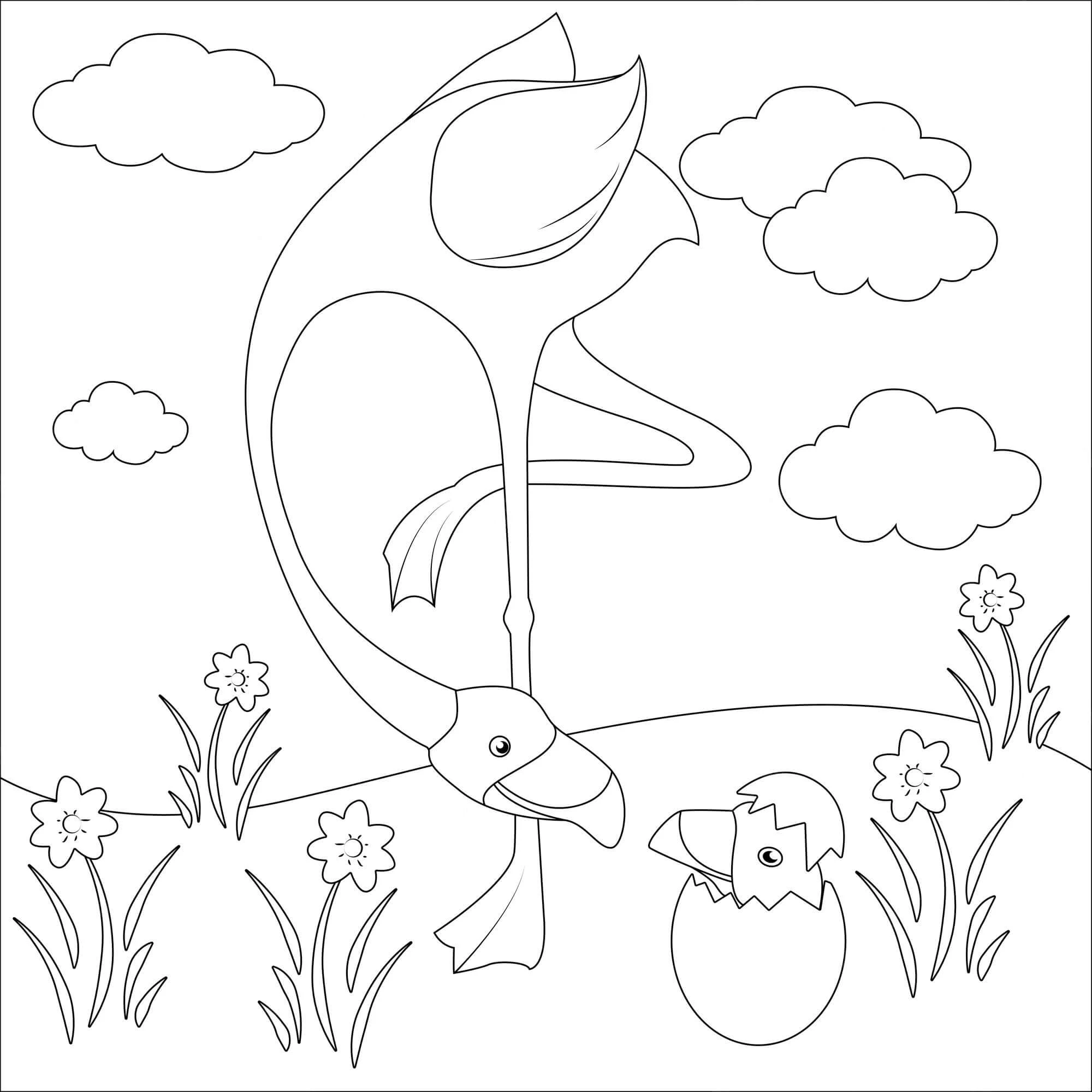 Flamingo boyama sayfası – PDF indir, sevimli karakter