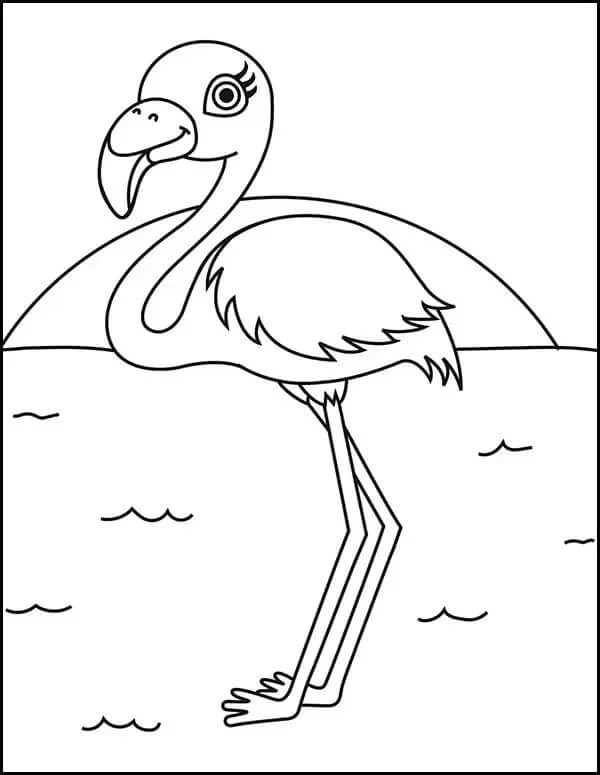 Flamingo boyama sayfası – el becerilerini geliştirir, boyama çalışması