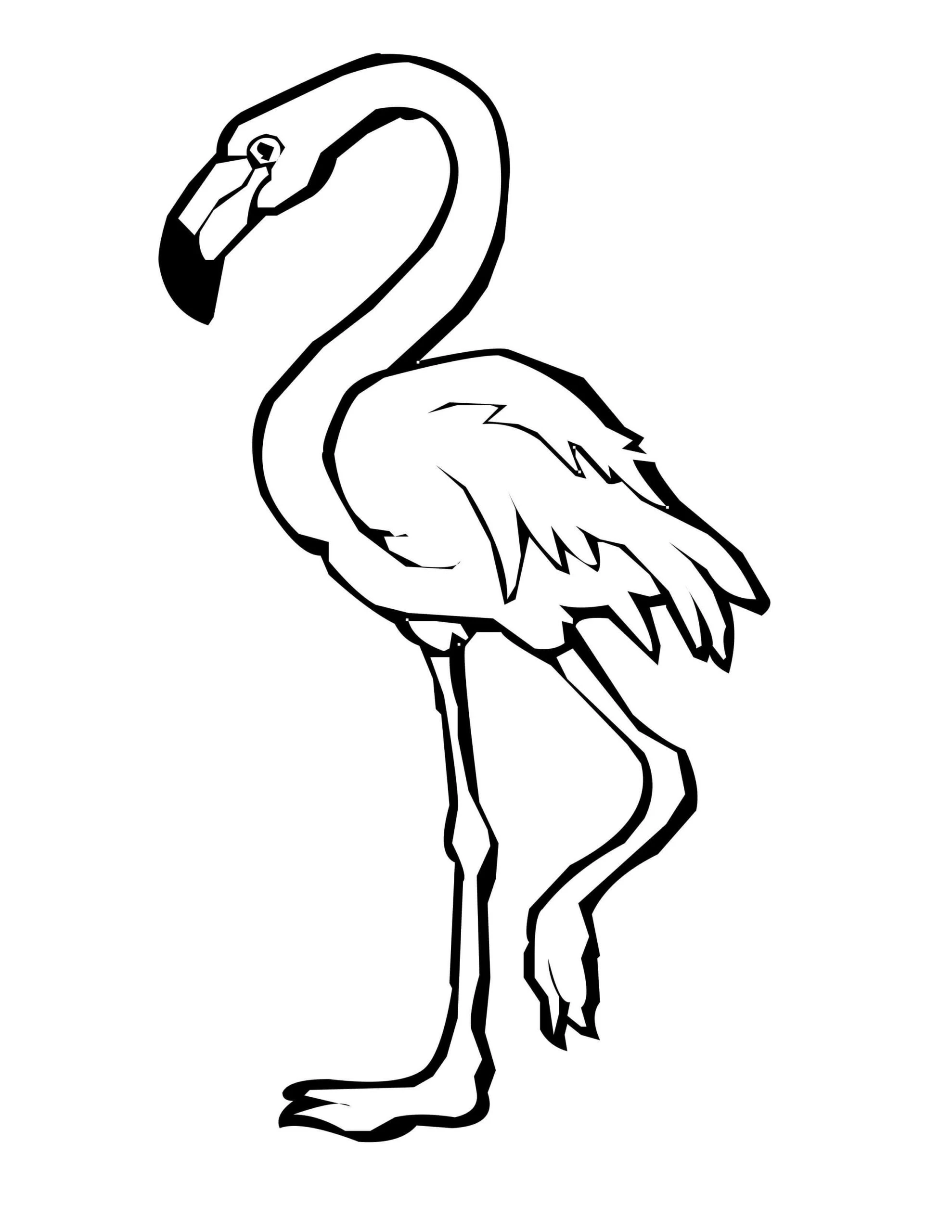 Flamingo boyama sayfası – basit çizim, kolay boyama