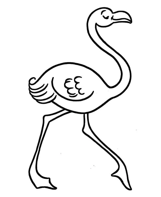 Flamingo boyama sayfası – çizgi film temalı, basit çizim