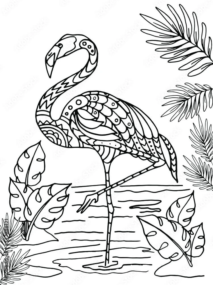 Flamingo boyama sayfası – çocuk aktivitesi, PDF indir