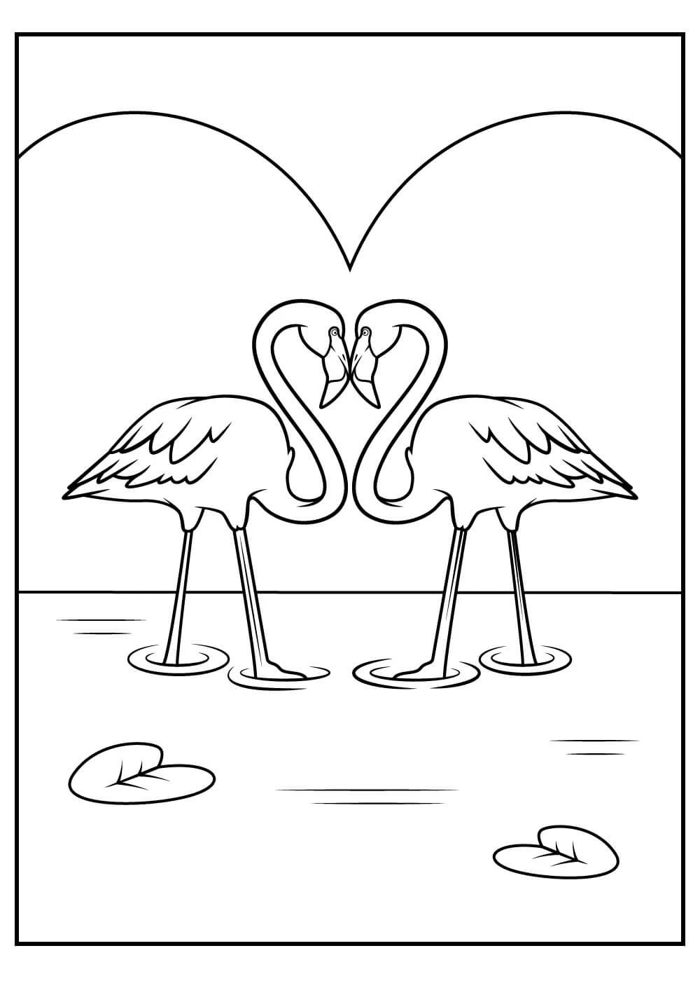 Flamingo boyama sayfası – basit çizim, kolay boyama