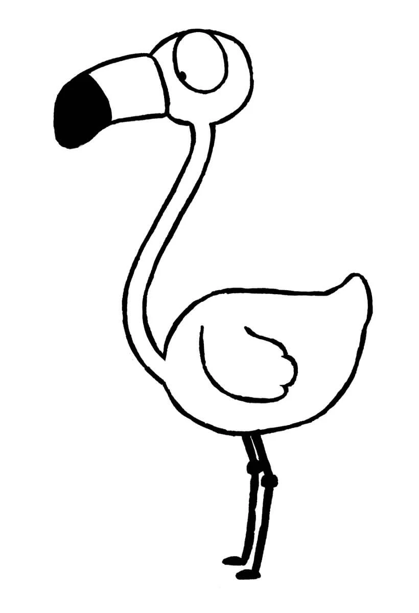 Flamingo boyama sayfası – renkli çizimler, okul öncesi