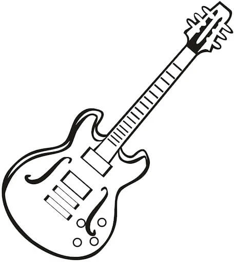 Gitar boyama sayfası – eğitici aktivite, yaratıcılık